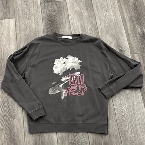 NWOT ENA PELLY Gray Sweatshirt with Pink Graphic